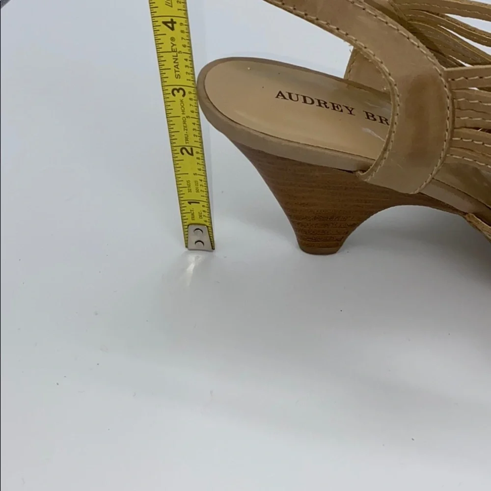Audrey Brooke Womens Tan Woven Leather Slingback Heel Sandals Size 7-1/2 M - Picture 6 of 9